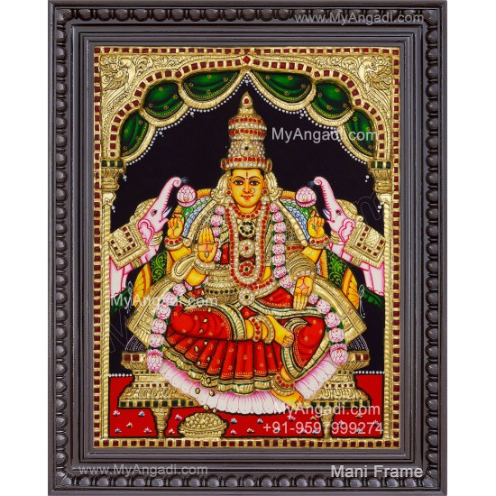 Gaja Lakshmi 3d Embossed Tanjore Painting