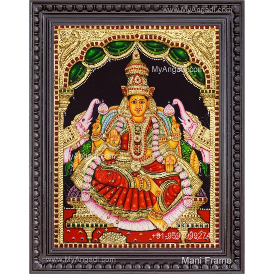 Gaja Lakshmi 3d Embossed Tanjore Painting