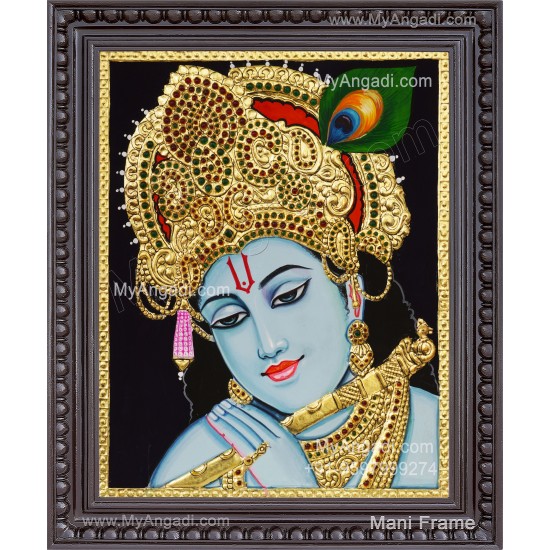 Flute Krishna Tanjore Painting, Krishna Tanjore Painting