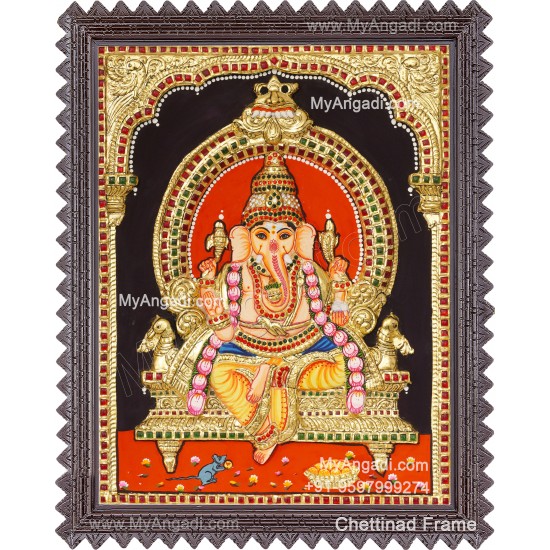 Ganesha 3d Embossed Tanjore Painting
