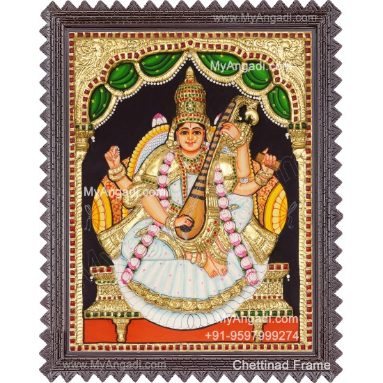 Saraswathi  3D Tanjore Painting