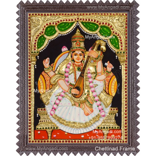 Saraswathi  3D Tanjore Painting