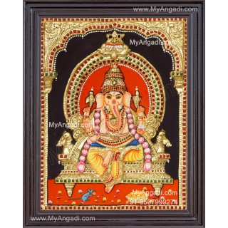 Ganesha 3d Embossed Tanjore Painting