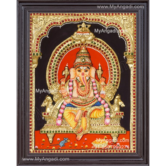 Ganesha 3d Embossed Tanjore Painting