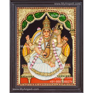 Saraswathi  3D Tanjore Painting