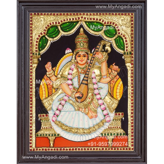 Saraswathi  3D Tanjore Painting