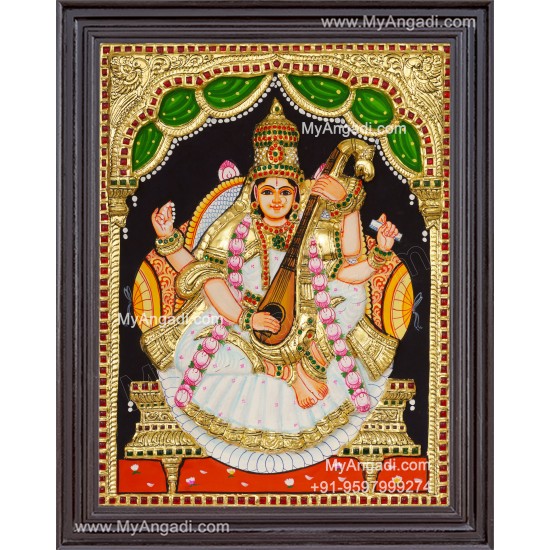 Saraswathi  3D Tanjore Painting