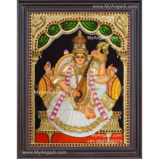 Saraswathi  3D Tanjore Painting