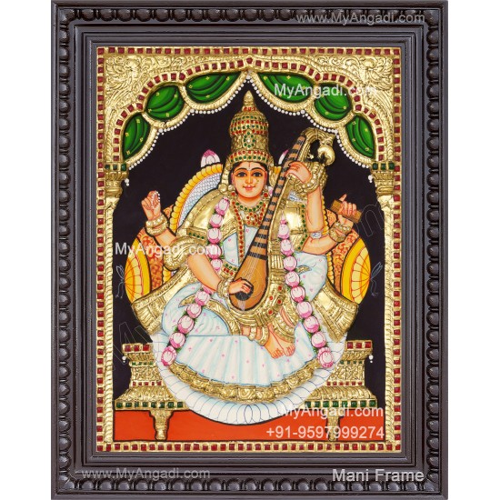 Saraswathi  3D Tanjore Painting