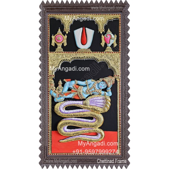 3D Perumal On Aadhiseshan Tanjore Painting