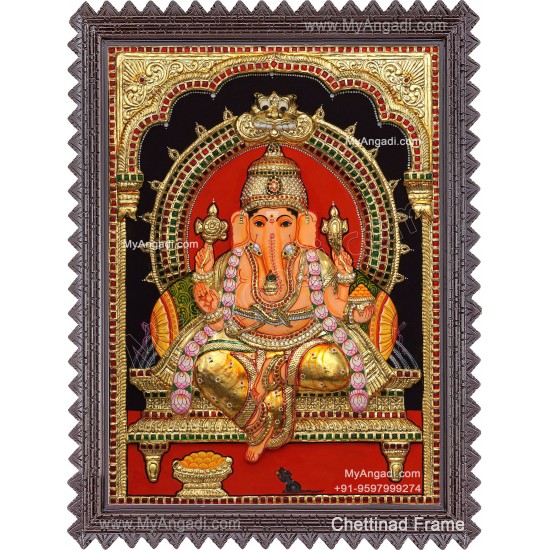 Ganesha 3d Embossed Tanjore Painting