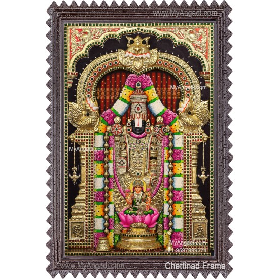 Venkateshwara Swamy Lakshmi 3d Tanjore Painting