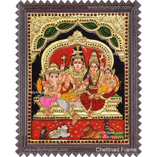 Shivan Family Tanjore Painting