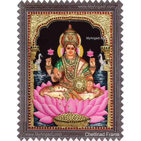 Gajalakshmi 3d Embossed Tanjore Painting