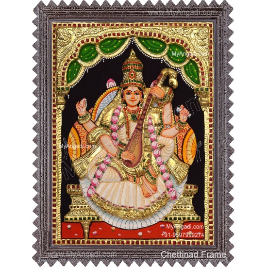 Saraswathi 3D Tanjore Painting
