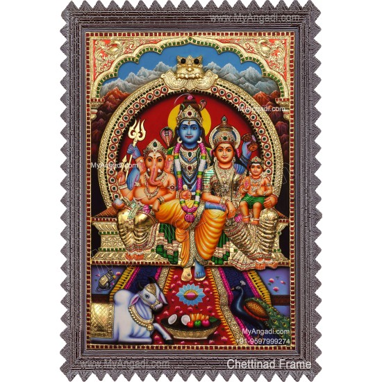 Shivan Family 3d Tanjore Painting