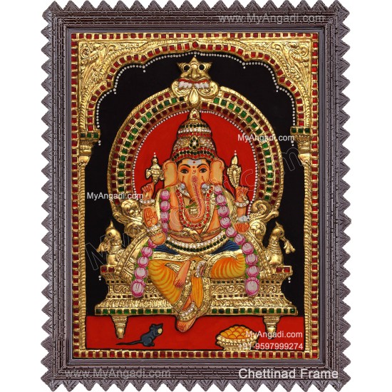 Ganesha 3d Embossed Tanjore Painting