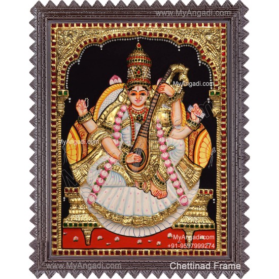 Saraswathi  3D Tanjore Painting
