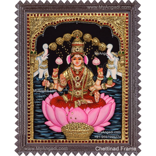 Gajalakshmi 3d Embossed Tanjore Painting
