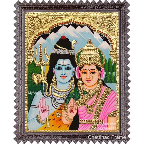Shivan Parvathi Tanjore Painting