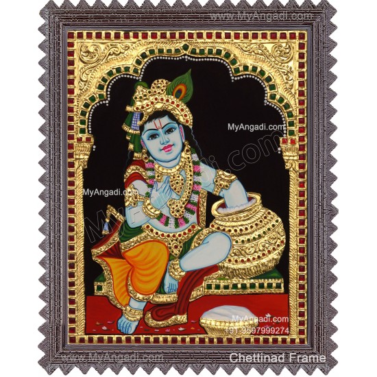 Butter Pot Krishna Tanjore Painting