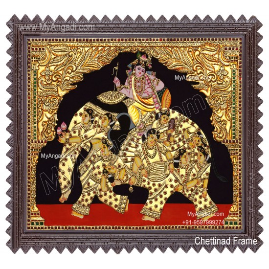 Iyravatham Tanjore Painting, Elephant Tanjore Painting