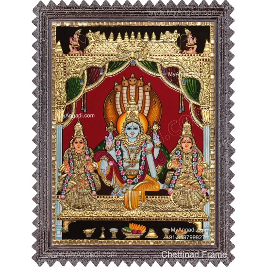 Vishnu Sri Devi Bhoo Devi Tanjore Painting
