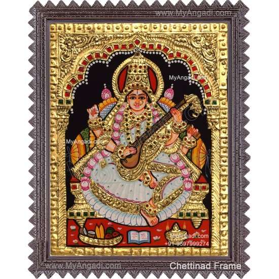 Saraswathi Devi Tanjore Painting