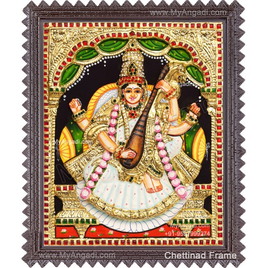 Saraswathi 3D Tanjore Painting