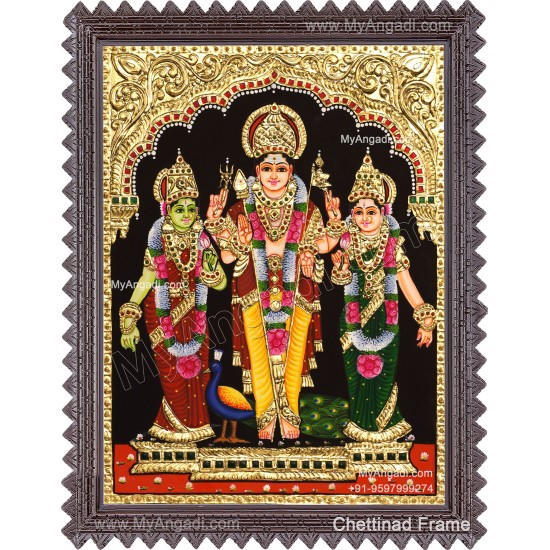 Murugan Valli Deivanai Tanjore Painting