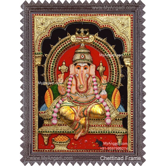 Ganesha 3d Embossed Tanjore Painting