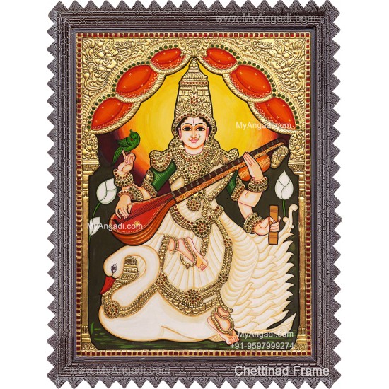 Saraswathi Devi Tanjore Painting