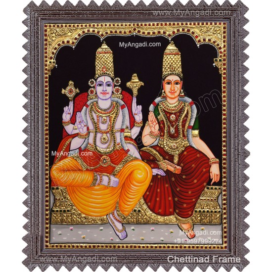 Vishnu and Lakshmi Tanjore Painting, Vishnu and Lakshmi Tanjore Painting
