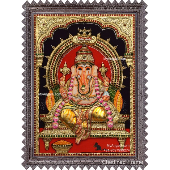 Ganesha 3d Embossed Tanjore Painting