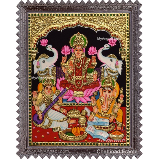 Ganesha Lakshmi Saraswathi Tanjore Painting
