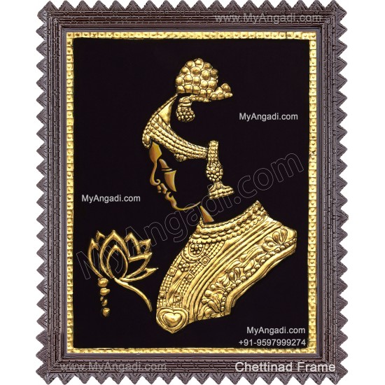Lady With Flower Tanjore Painting