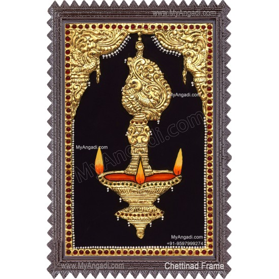 Vilakku Lamp Tanjore Painting
