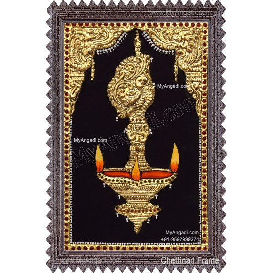 Vilakku Lamp Tanjore Painting