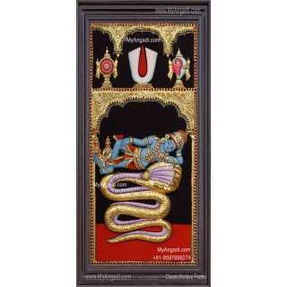 3D Perumal On Aadhiseshan Tanjore Painting