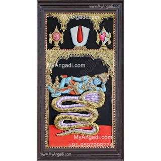 3D Perumal On Aadhiseshan Tanjore Painting