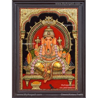 Ganesha 3d Embossed Tanjore Painting