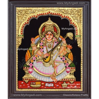Saraswathi Devi Tanjore Painting