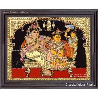 Krishna Braiding Radha Tanjore Painting ,Krishna Tanjore Paintings