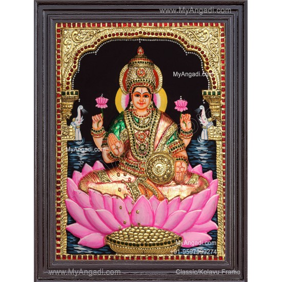 Gajalakshmi 3d Embossed Tanjore Painting