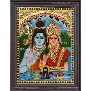 Shivan Parvathi Tanjore Painting
