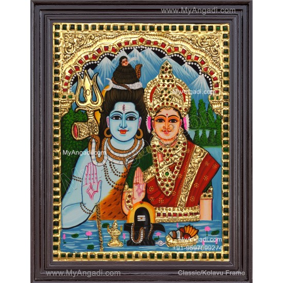 Shivan Parvathi Tanjore Painting