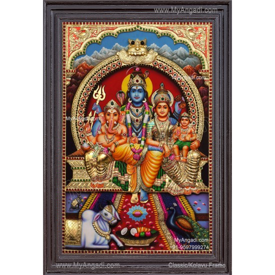 Shivan Family 3d Tanjore Painting