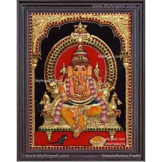 Ganesha 3d Embossed Tanjore Painting
