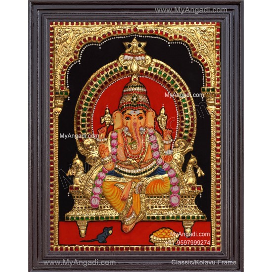 Ganesha 3d Embossed Tanjore Painting