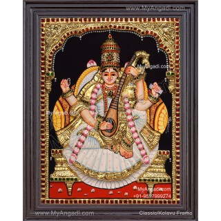 Saraswathi  3D Tanjore Painting
